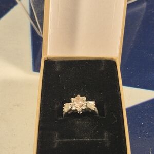 Sterling Silver Pink Stone Cluster Ring